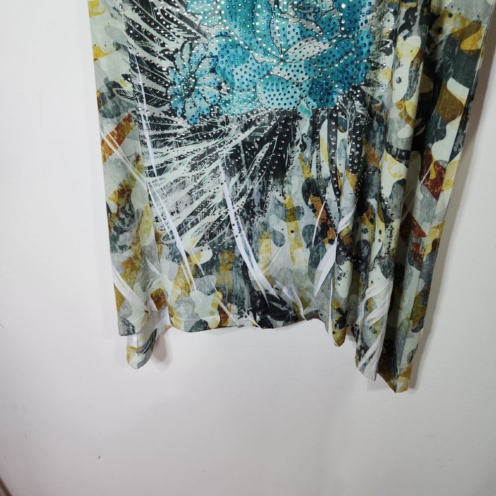 Lane Bryant Women's Top Size 14/16 Floral Rhinestone Asymmetrical Hem Tunic - Picture 5 of 6